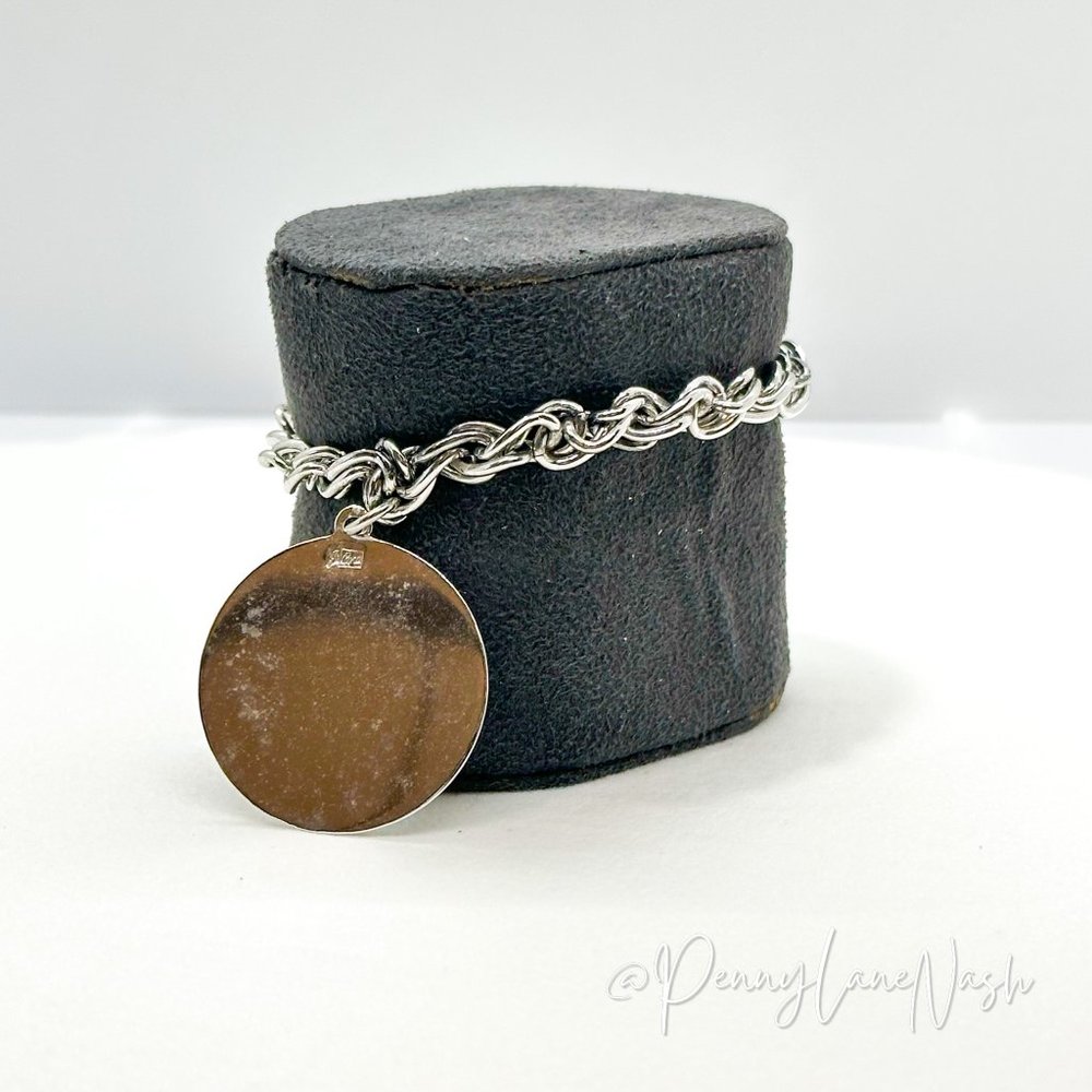Vintage Silver Chain with Single Plate Bracelet - Picture 2 of 8